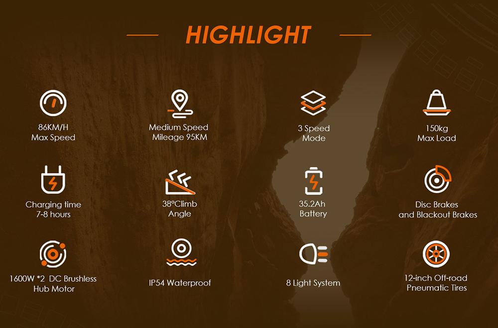 KuKirin G4 Max Off-Road Electric Scooter, 2*1600W Brushless Hub Motor, 12-inch Off-road Pneumatic Tires, 60V 35.2Ah Battery