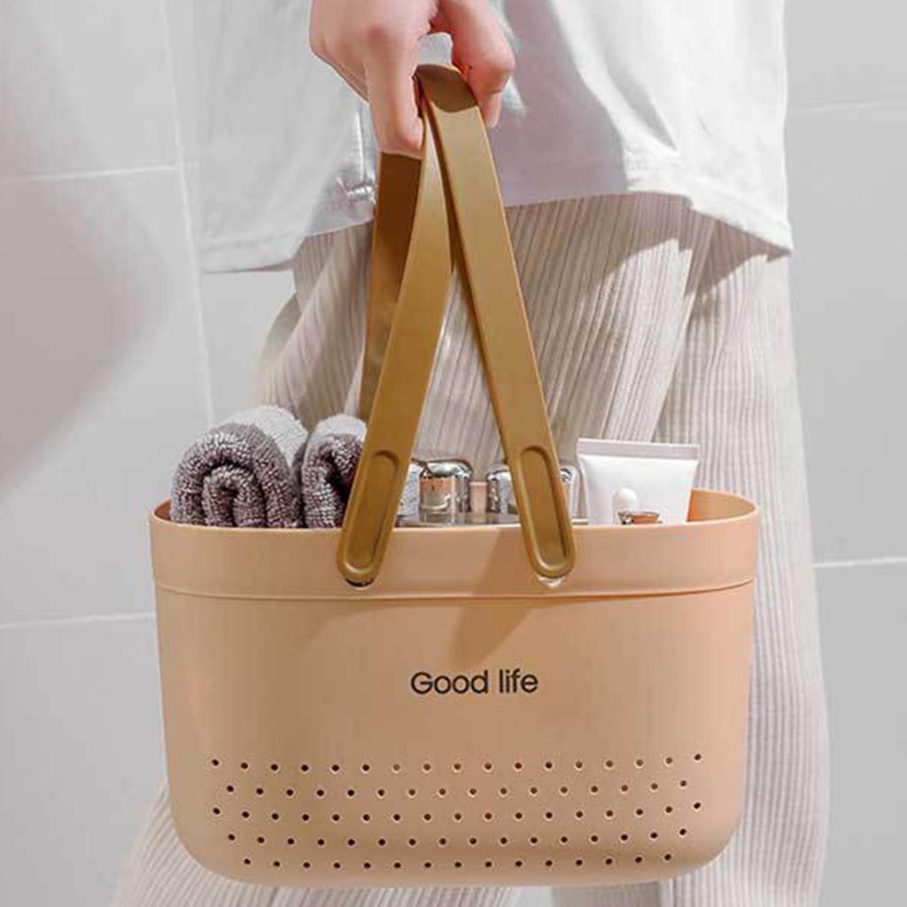 Корзина для ванны с ручкой Полые сливные корзины для хранения Сумка для душа для дома Ванная комната Кладовая Кухня Органайзер для шампуня и закусок Косметический органайзер ASL