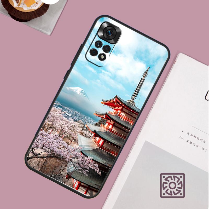 Японское искусство Храм Сакура Чехол для телефона Для Redmi Note 13 Pro 12 11 10 9 8 Pro 9S 10S 11S 12S 10A 9C 10C 12C 13C Чехол