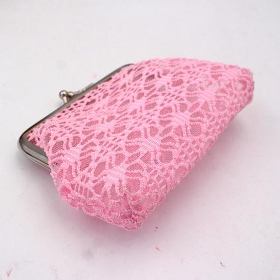 Women Lace Coin Purse, Mesh Small Change Purse, Kiss Lock Closure Pouch for Coins Cash Cards Lipstick
