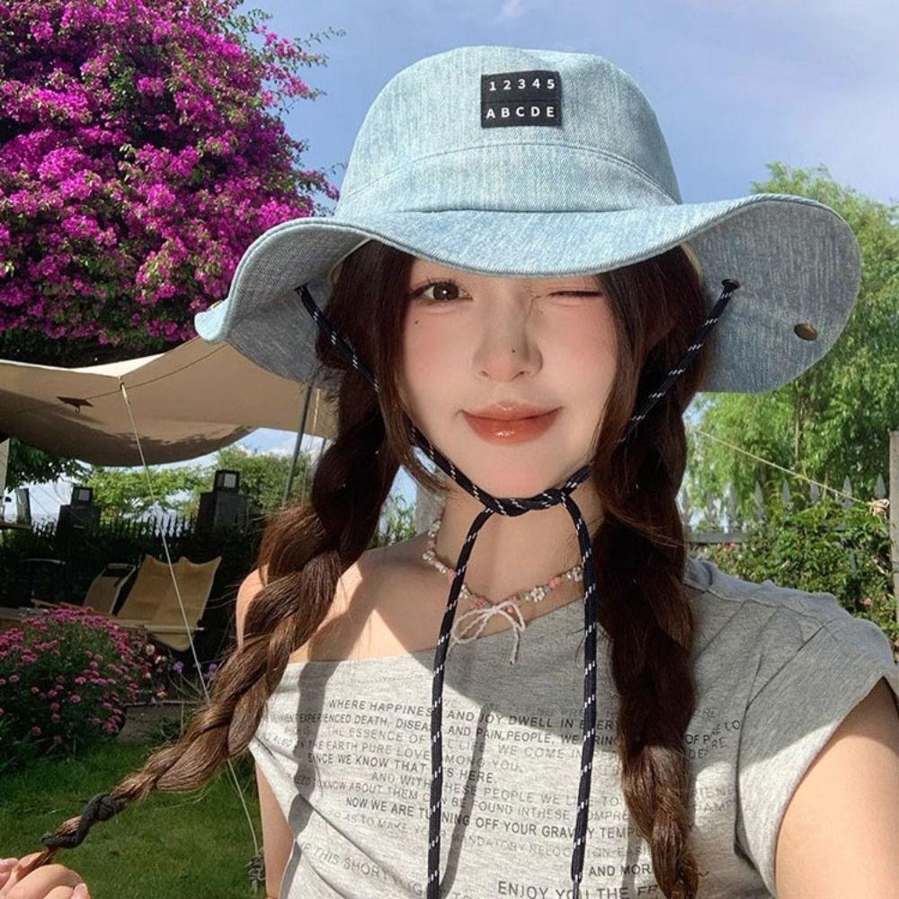 Lightweight Denim Bucket Hat Sunscreen Fisherman Hat Soft Western Cowboy Hat Women