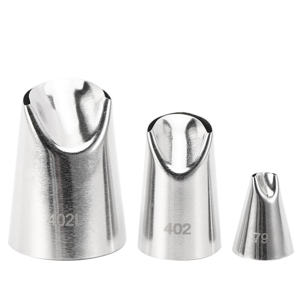 3pcs Food Grade Stainless Steel Cake Decorating Nozzles Chrysanthemum Smooth Surface Piping Nozzles Seamless Design