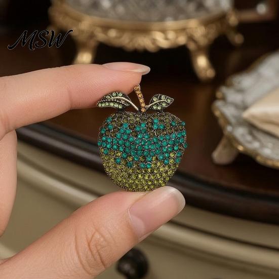 Golden Tone Fruit Accessories Rhinstone Brooch Pin for Women, Shape Alloy Lapel Retro Decorative Badge Pin, Clothing Jewelry Wedding Party Prom Shirts