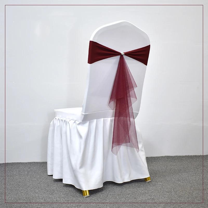 10/50 шт. эластичные спандексовые ленты-банты для стульев с лентой из органзы для банкета, вечеринки, свадьбы, эластичные пояса для стульев