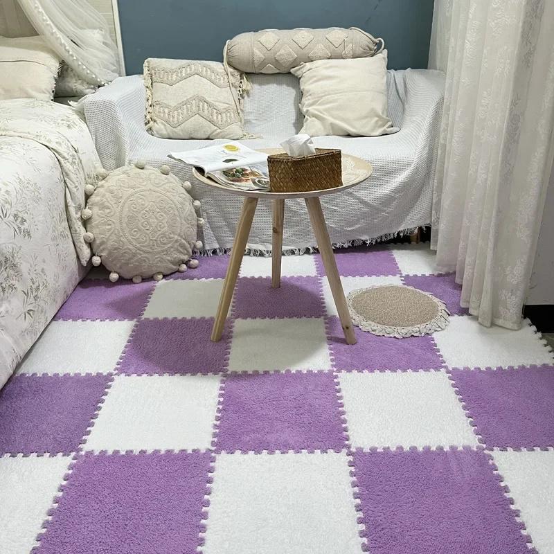 Мягкий плюшевый детский коврик Babe Toys Коврик-пазл из пены ЭВА Теплый детский игровой коврик Соединяющиеся коврики Ковер для младенца 30*30*1,2 см