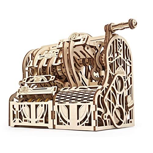 UGEARS 3D Puzzles Wooden Box - DIY Cash Register with Money Box - Exclusive Wooden Model Kits for Adults To Build