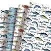 12 Sheets Fishing Theme Gift Wrapping Paper Vintage Ocean Deep Sea Fish Pattern Birthday Baby Shower Party Decor DIY Craft Paper