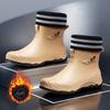 New Men Riding Rain Boots Plus Cotton Warm Non-slip Waterproof Shoes Mid-tube Work Shoes Rain Boots Motorcycle Protective Boots