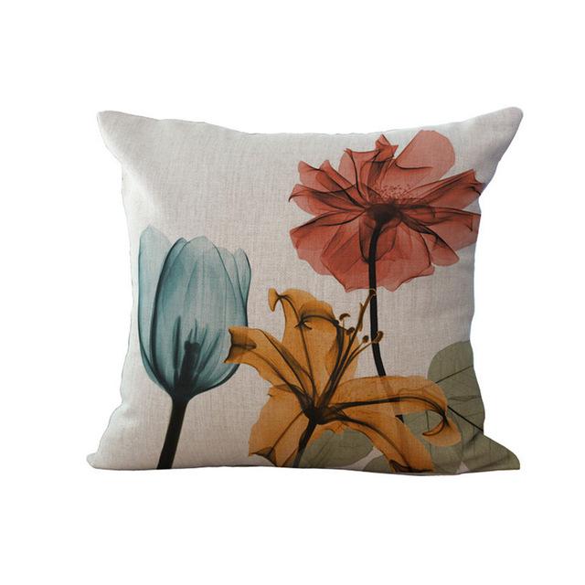 Beautiful Flower Printing Cushion Cover Plants Cotton Linen Throw Pillow Case Decorative Pillowcase For Sofa Cushion Cover Zt105