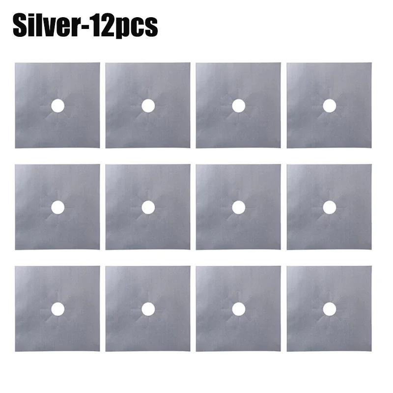 12 шт. Защитные чехлы для газовых плит, многоразовые кухонные чехлы для горелок, коврики, чистящие салфетки, подкладки, верхние защитные чехлы для газовых плит