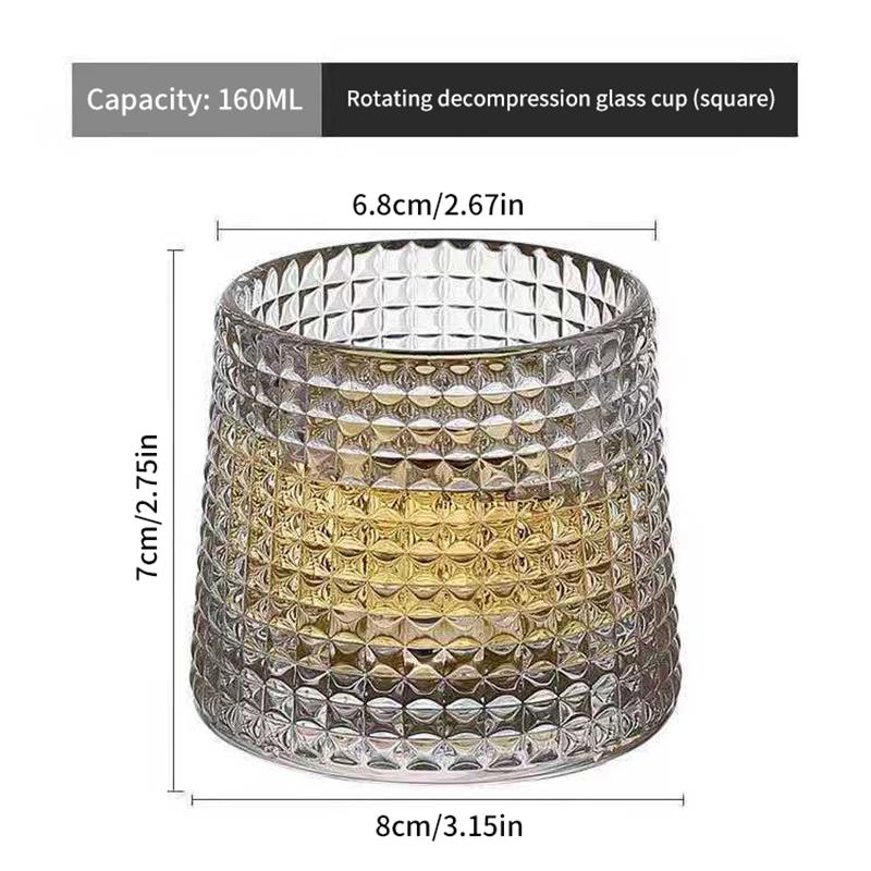 Креативные стаканы для виски, прочная вращающаяся стеклянная посуда, коктейли, вино, бренди, кружка для воды, сока, чая, стакан для вечеринки