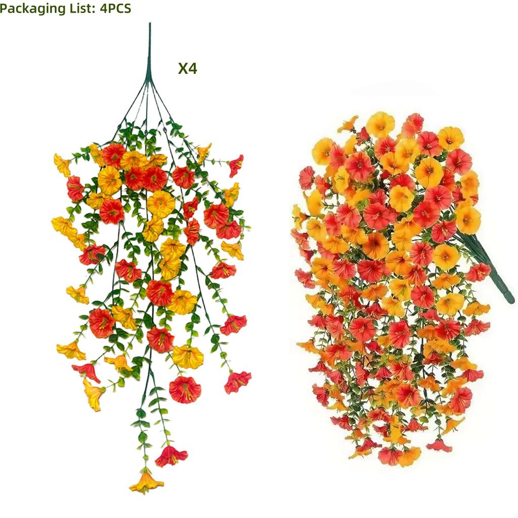 4PCS Hanging Artificial flowers -Eucalyptus Leaves Floral - Fake flowers Indoor/Outdoor Decor Garden -  Durable Plastic Florals