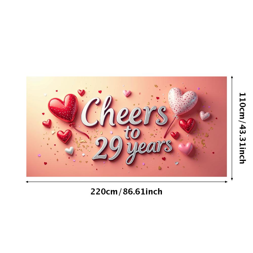 Wedding Anniversary Decoration Cheers to 29 Years Banner Background Heart Backdrop Party Decors Valentine's Day Event Supplies