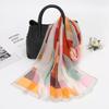 New Spliced Colorful Checkered Silk Scarf for Women's Summer Chiffon Festival Gift