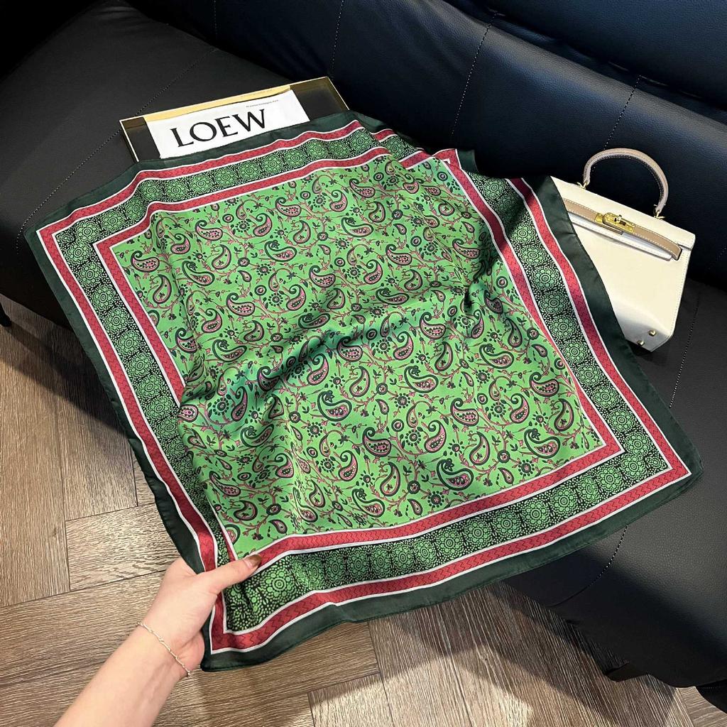 Luxury Paisley Square Scarf Women Print Satin Neckerchief Spring Hair Band Foulard Bandana Echarpe Tie Shawl Wraps