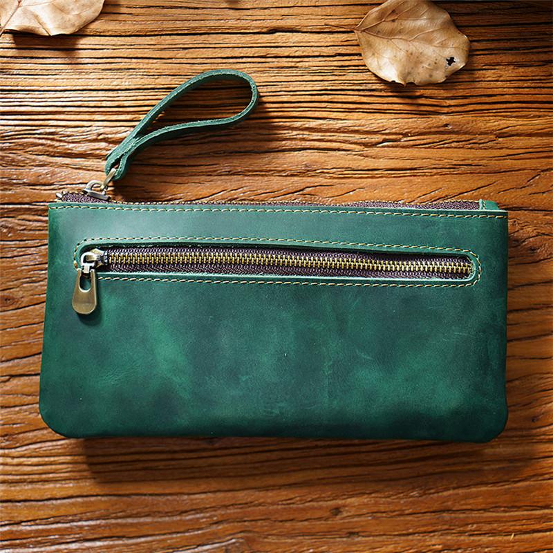Кожаный чехол для ручек-карандашей с застежкой-молнией и карманом на молнии в стиле ретро для хранения канцелярских принадлежностей