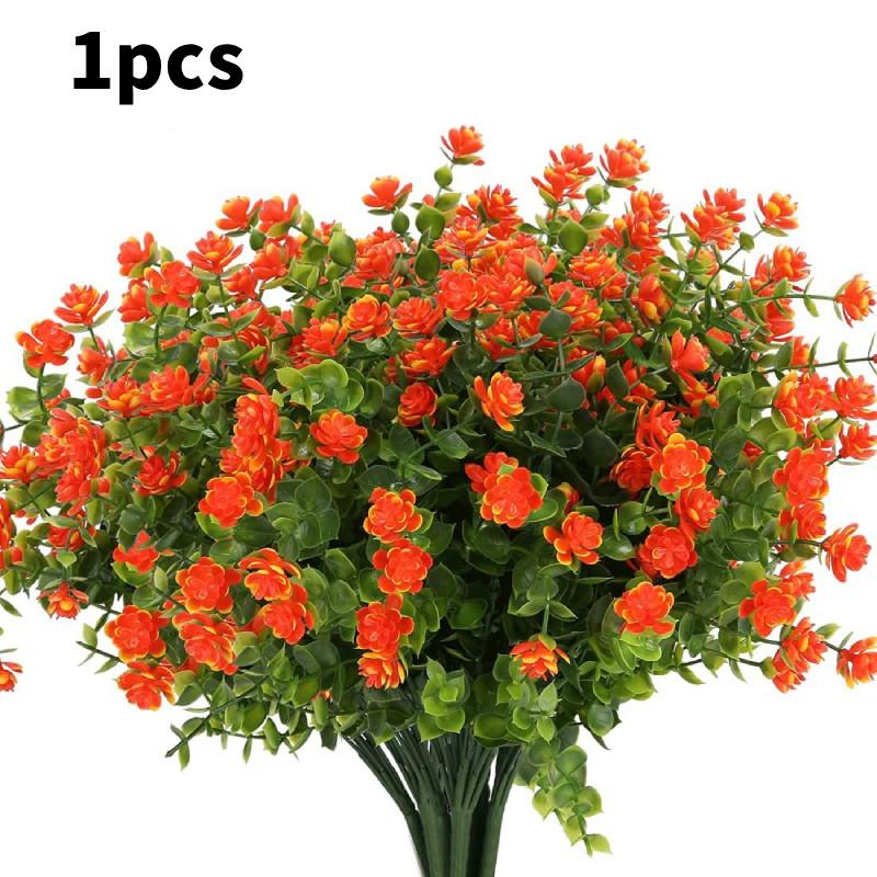 Flowers Artificial Bundle Outdoor Artificial Resistant Faux Plastic Shrubs Plant