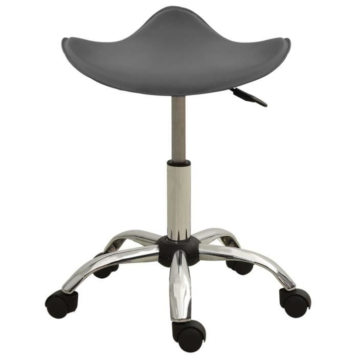 Salon and Spa Stool - VIDAXL - Grey Faux Leather - Height Adjustable - Swivel - Castors