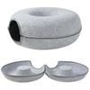 Round Tunnel Cat Bed Comfortable Donut House - light gray