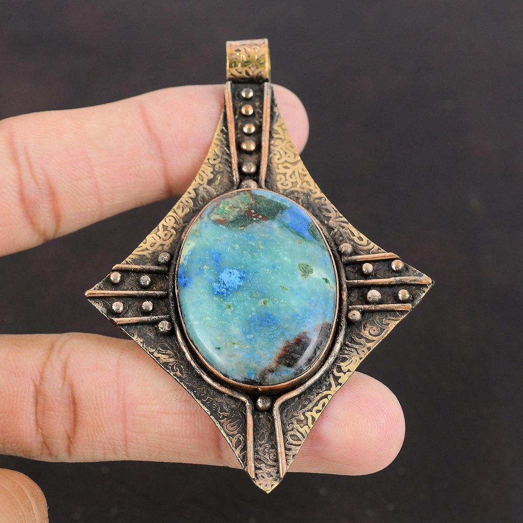 Кулон из шаттукита Медный кулон Этнический кулон Ювелирные изделия из шаттукита Кулон ручной работы Оригинальный кулон с драгоценным камнем Подарок для нее Медные украшения