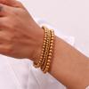 Simple Vintage Gold Silver Stainless Steel Elastic Bead Bracelet Punk Rock Style Party Accessories Jewelry