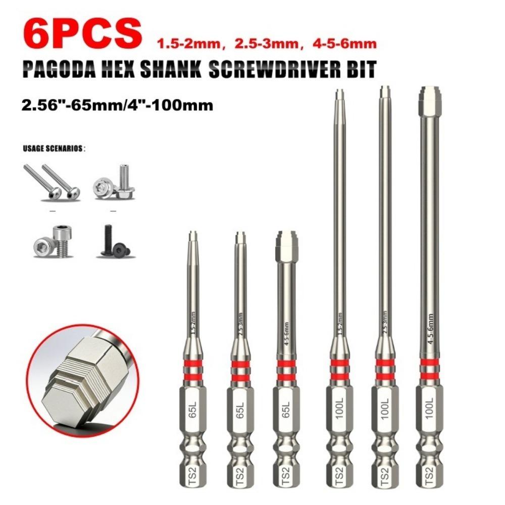 3/6PCS Strong Magnetism Magnetic Batch Head Hex Shank Screwdriver Bits For Impact Drill