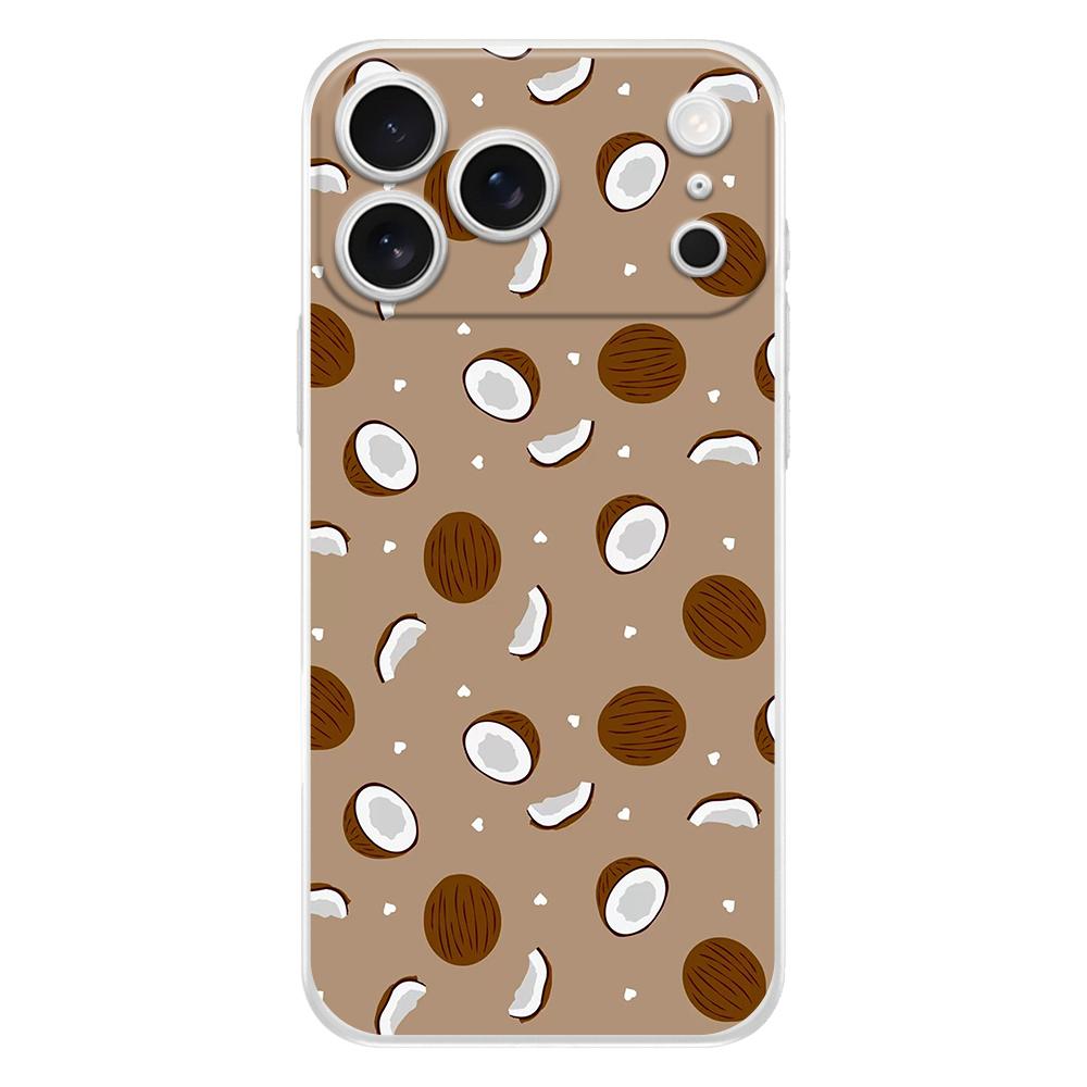 Мягкий прозрачный чехол из ТПУ для телефона iPhone 17 Air 16E 16 11 15 14 Pro MAX 12 13 7 8 Plus SE Пасхальный чехол Защита Летний Кокос
