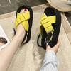 Модные женские летние плетеные повседневные сандалии желтого цвета с открытым носком 2025 дышащие и удобные универсальные пляжные туфли на толстой подошве с увеличением высоты