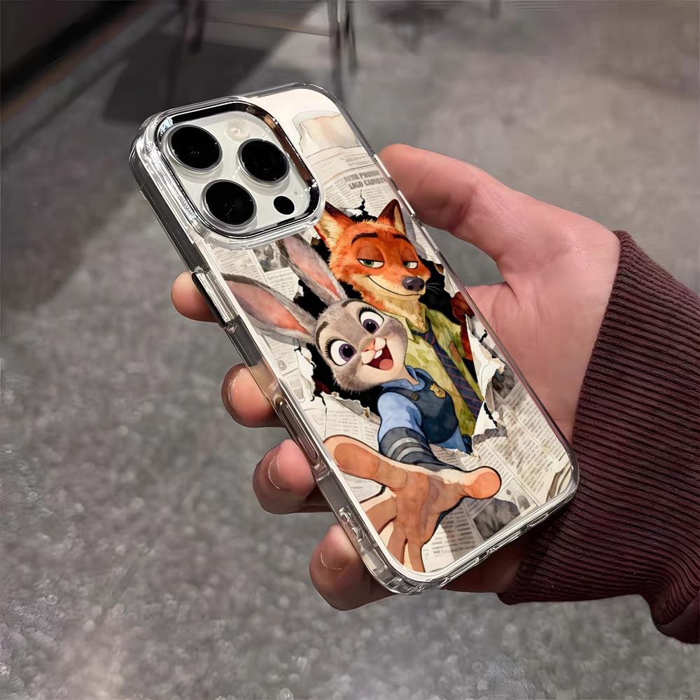 Аниме Z-Зверополис Чехол для телефона для iPhone 17 Air 16 E 15 14 13 12 11 Plus Pro Max Гальванизированный Прозрачный Мягкий Чехол