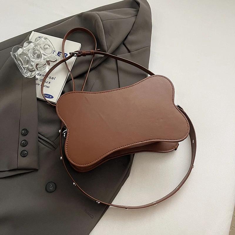 Сумка с крестообразными заклепками для женщин, сумка через плечо из искусственной кожи, однотонная пряжка, изысканные модные сумки через плечо