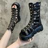Fashion Stripper Woman Shoes Zip Platform Rivet Black Strappy Sandals for Women Round Toe Tip 2024 Luxury Chic and Elegant Pvc Sales Vip