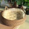 Cat Bed Pet Nest Pure Manual Rattan Woven Cattailgrass Cat Scratch Board Removable Washable Winter Warm Pad All-Season Cat Post