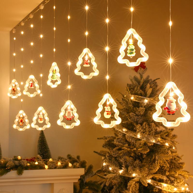 Santa Claus LED Curtain Lights – Colorful Christmas Festival Decoration for Windows