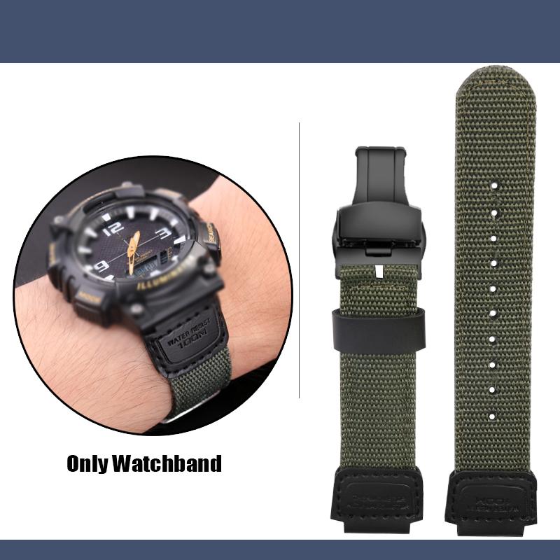 Для Casio нейлоновый ремешок W-735H AE-1200WH SGW-300/400H/500H AQ-S810W AE-1000/1300 MRW-200H Выпуклый 16 18мм Холст Силикон Ремешок для часов