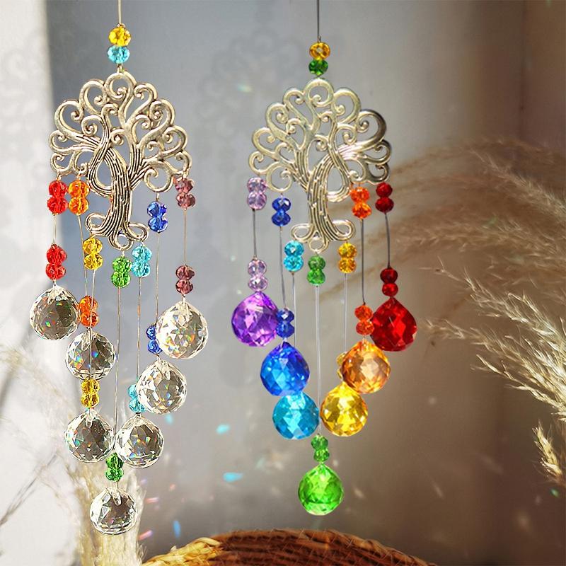 Suncatcher Crystal Dream Catcher Window Wind Chimes Light Catcher Rainbow Prism Crystal Hanging Cuestion Home Garden Decoration