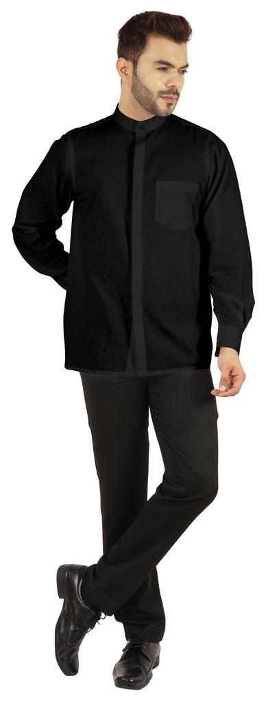 BestMan Мужская однотонная рубашка на пуговицах с китайским воротником и планкой спереди для формального случая