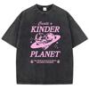 Geeate A Kinder Planet Pink Print Мужская футболка Одежда Мультяшная удобная футболка с круглым вырезом Футболки в стиле ретро