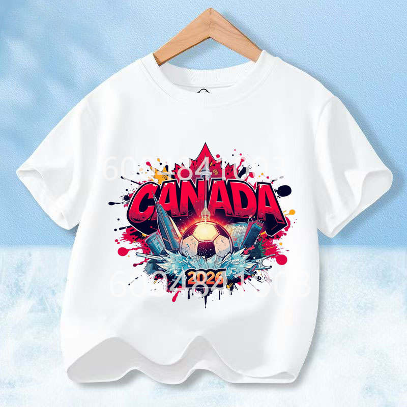 Canada Flag Retro Style Graphic Children Shirt Kid Boys Girls Summer Polyester Short Sleeve Little Soccer Fan Casual Daily Wear