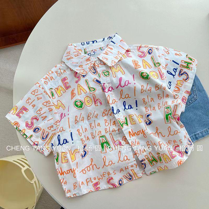 Детские летние рубашки с цветочным принтом - модные короткие рукава в пляжном стиле для мальчиков