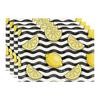 Black Wave Lemon Print Placemat Non Slip Heat Resistant Washable Dinner Table Mat