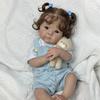 BZDOLL 19 Inch 48 CM Reborn Baby Girl Doll Toy For Kids Vinyl Limbs and Cloth Body Handmade Collectable Curly Brown Hair Dolls Fashion Birthday Gift