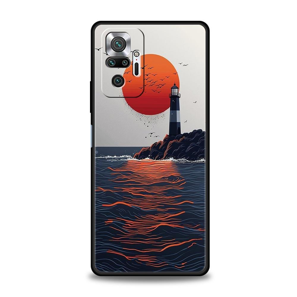 Абстрактный Рассвет в Горах Линия Чехол для Телефона Для Xiaomi Redmi Note 15 14 13 12 5G 11 10 Pro Plus 4G 9S 14C 13C 12C 10C TPU Чехол