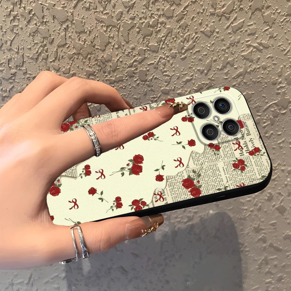 Чехол для телефона Funda для Honor 200 400 Lite X6 8X 70 X7 X8 Magic5Lite X9a 90 X5b Розовый бант