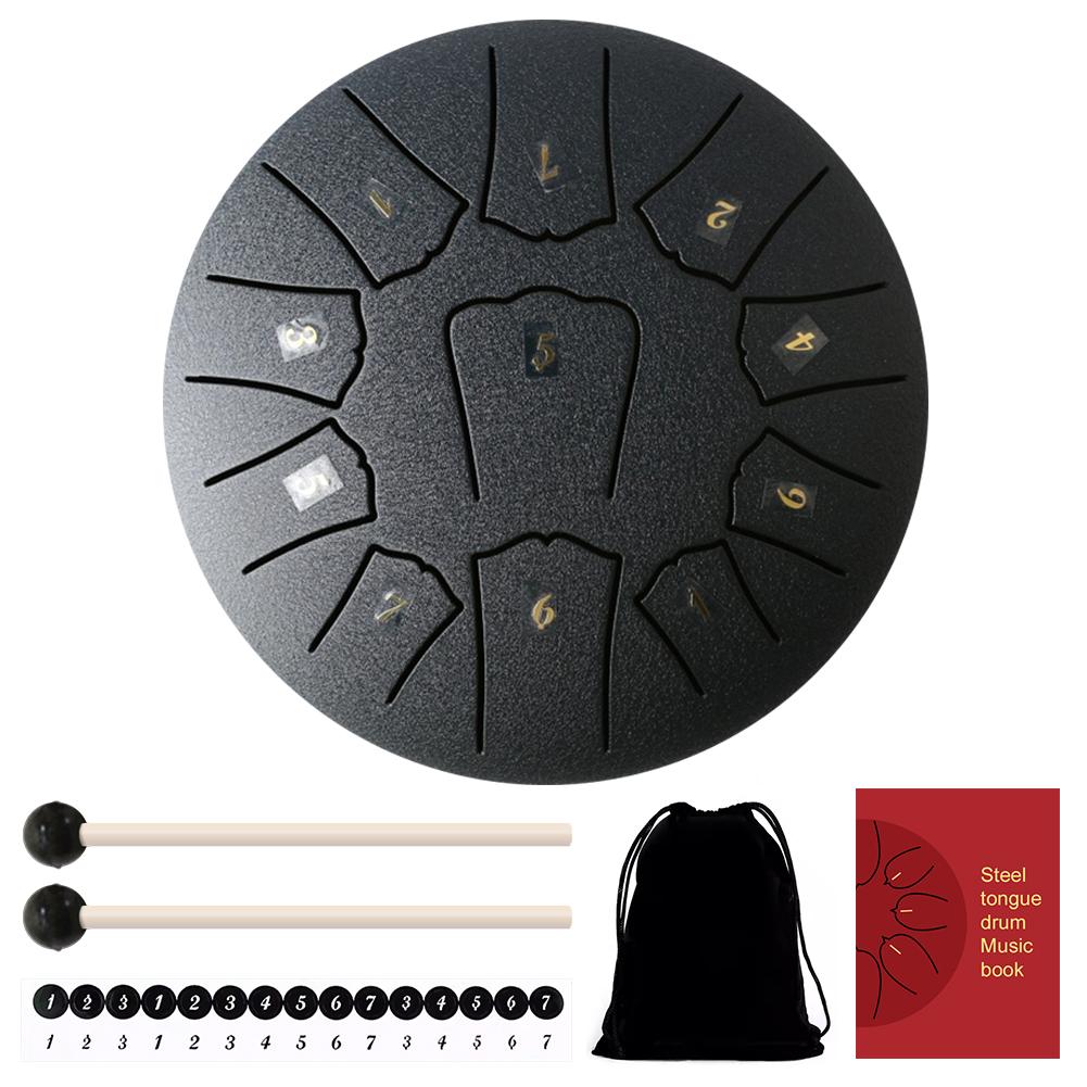 6 Inch 11/8 Notes Handpan Drum with Drum Bag Music Book Drum Mallets Hand Pan Drum for Entertainment Meditation Yoga Zen Gifts