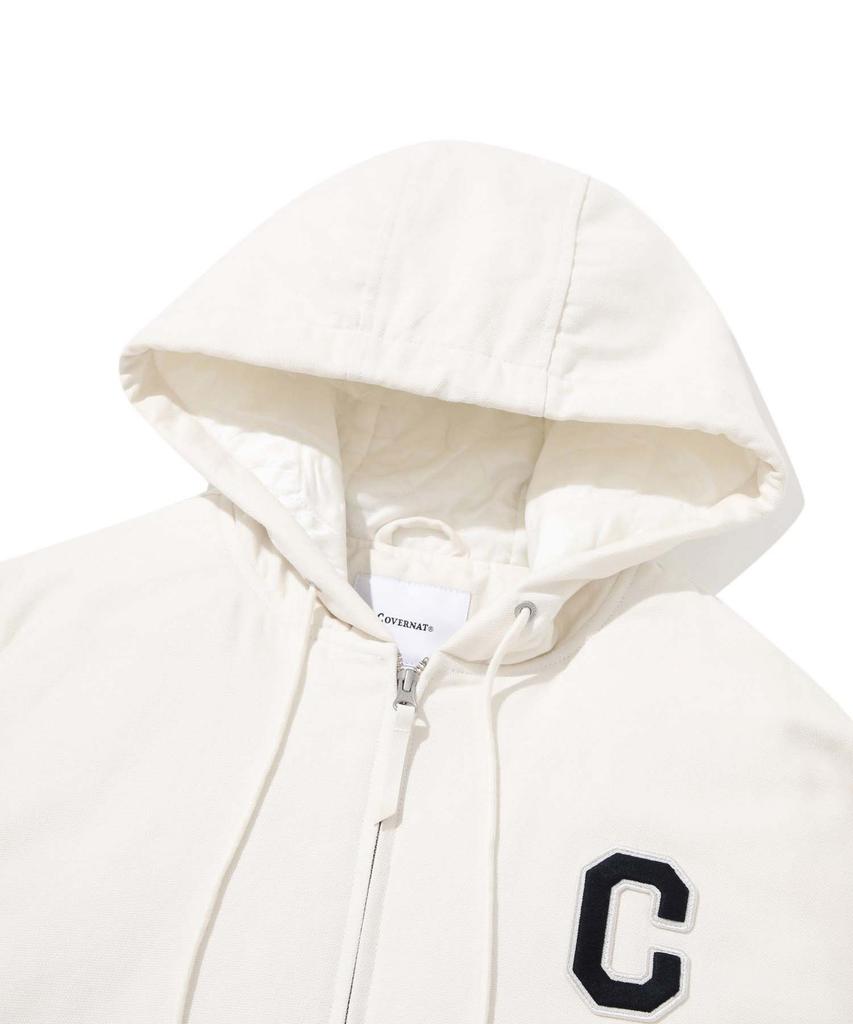 Covernat C Logo Heavy Oxford Hoodie Jacket Ivory