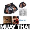 Twin Tigers Muay Thai Kickboxing Boxing MMA UFC Casual Shorts Gym Sport Unisex Men Women Workout Quick Dry Print Elastic High Waist Training