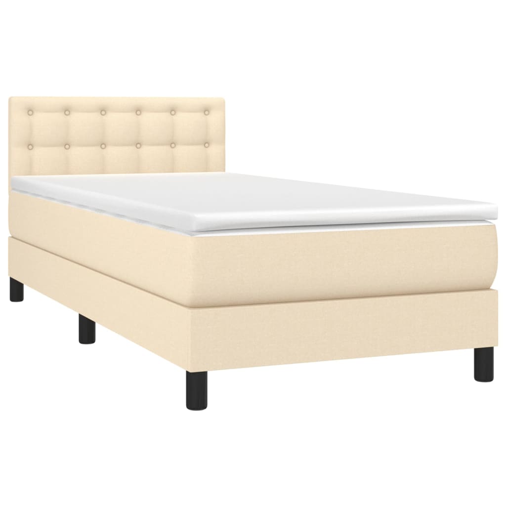 Box Spring Bed with Mattress Cream 80 x 200 cm Fabric