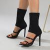 Fashion Sexy Spring Autumn Stretch Boots High Heels Women Sandals Fashion Peep Toe Ankle Strap Hollow Pumps Pole Dancing Shoes
