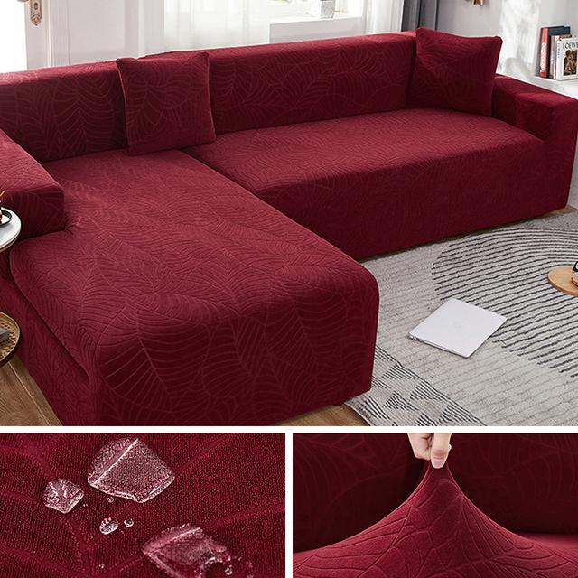 Jacquard Waterproof Sofa Covers Corner Thick Sofa Slipcover Elastic Solid Color Couch Cover For Living Room 1 /2 /3 /4 Seater