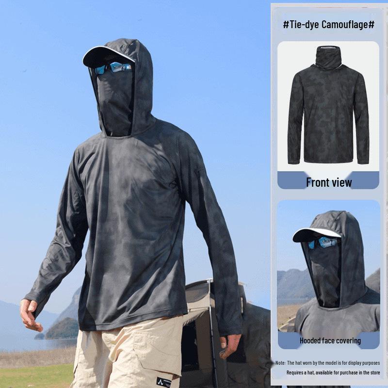 Men's UV Protection Quick-Dry Fishing Suit - Lightweight Summer Ice Silk with Sun Protection Face Covering